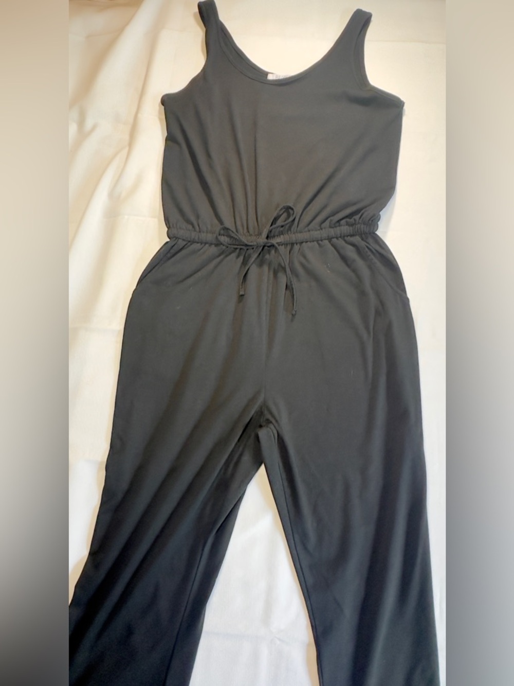 ReoRia Black Sleeveless Drawstring Waist Jumpsuit Size Medium